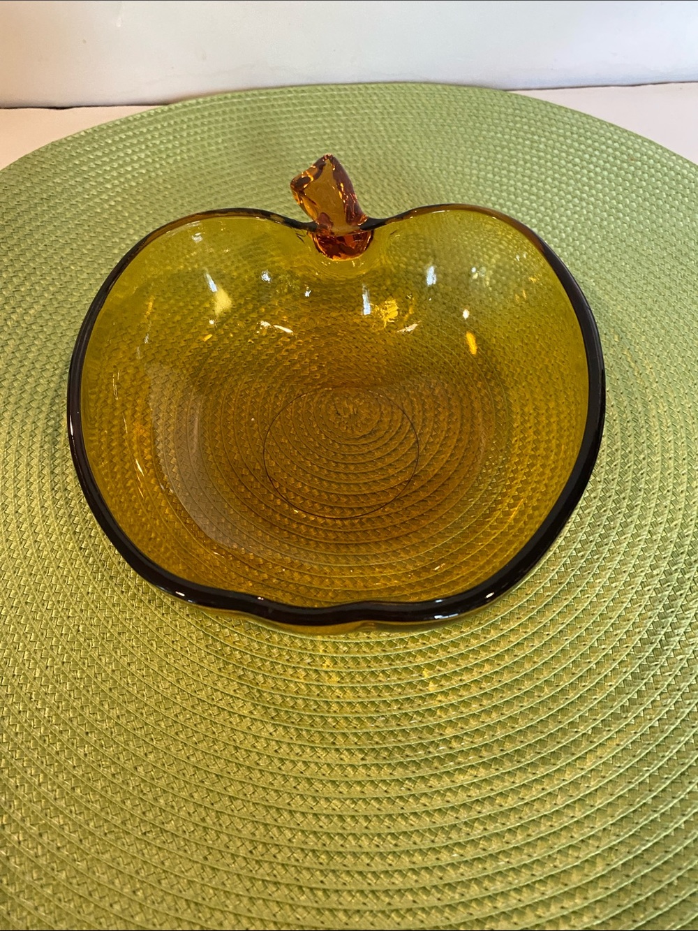 Vintage Hazel-Atlas Orchard Amber Glass Apple Bowl